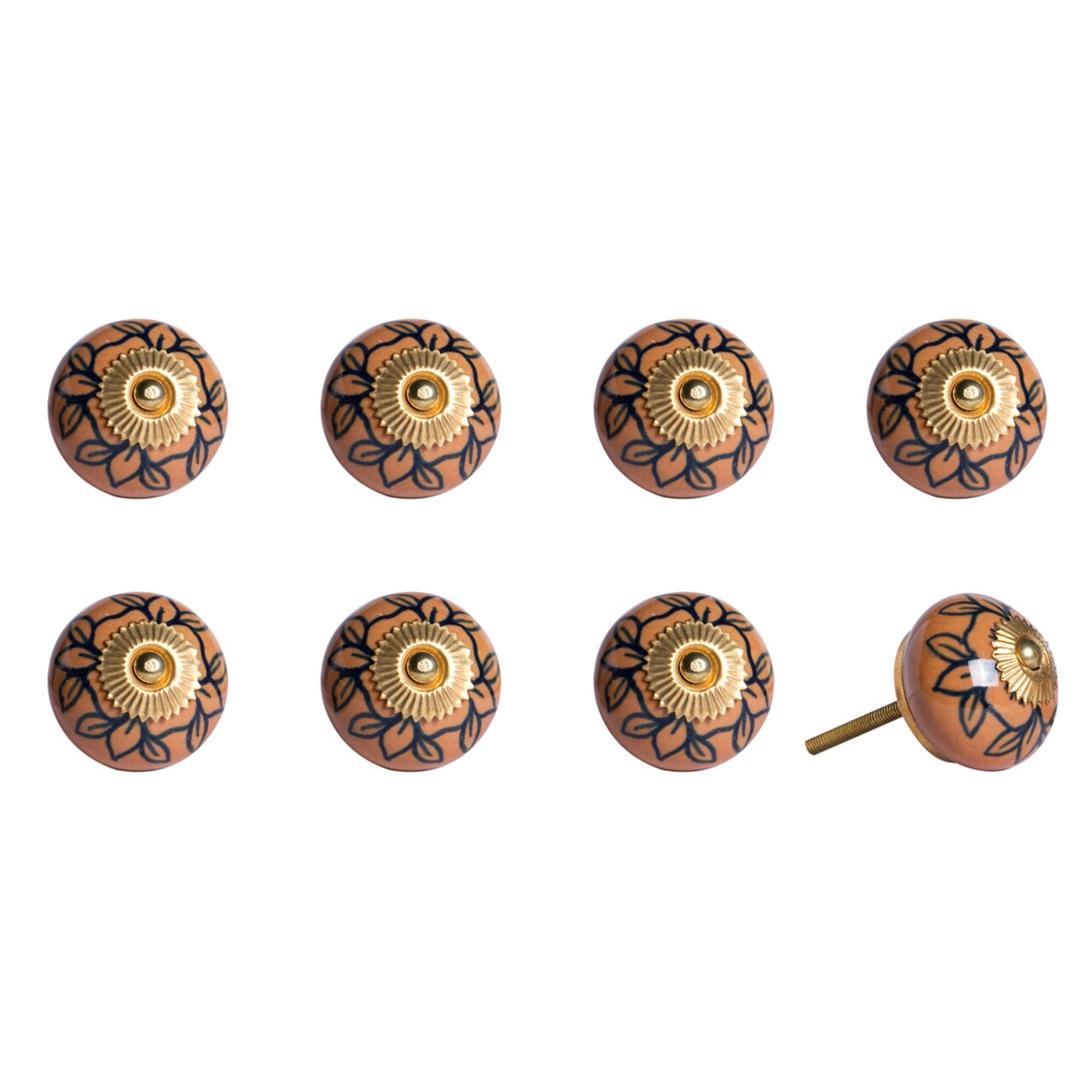 Knob-It Vintage Cabinet Drawer Knobs 8-Piece Set Hand Painted 3 Inch Multicolor
